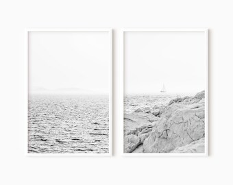 Ocean Set Of 2 Prints | Black And White Photography | Digital Download  #0718