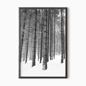 Winter Scene Print | Pine Tree Wall Art | Printable Snowy Print | Instant Download    #0590