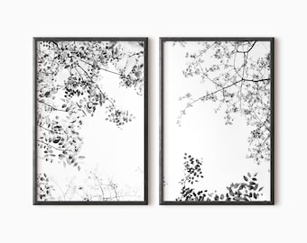 Tree Branches Set Of 2 Prints| Black And White Wall Art Set Of 2 | Printable Forest Photography | Downloadable Prints  #0616