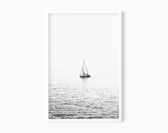 Sailboat Art Print | Black And White Sailboat Photography | Printable Sailing Wall Art DOWNLOAD    #0464