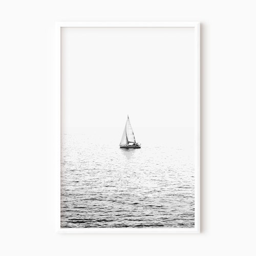 Sailboat Art Black and White Sailboat Photography Sailing Etsy