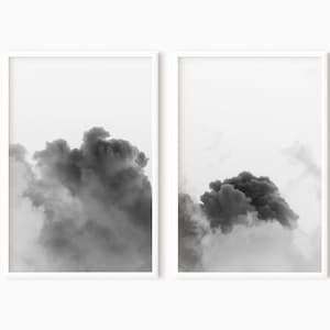 Cloud Print Set Of 2 | Digital Black And White Minimalist Art DOWNLOAD    #0323