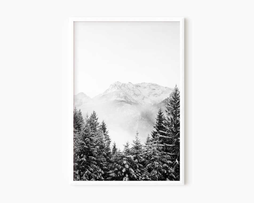 Pine Tree Forest Print | Mountain Printable Art | Nordic Landscape Art ...