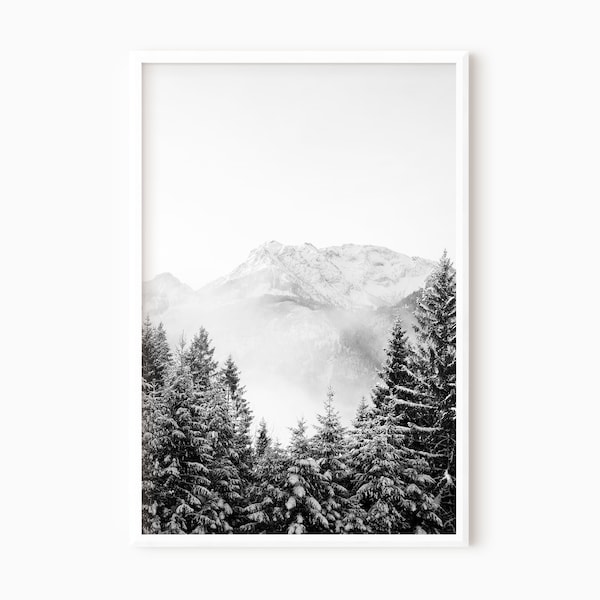 Pine Tree Forest Print | Mountain Printable Art | Nordic Landscape Art Print | Instant Download    #0070