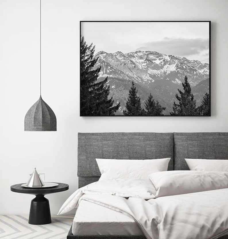 Black and White Mountain Print Printable Horizontal Print - Etsy