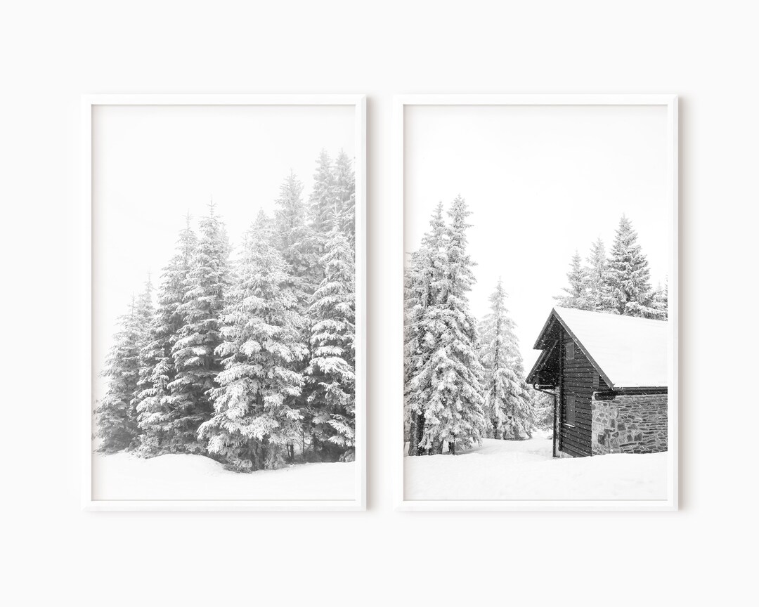 Snowy Forest Set of 2 Prints | Printable Winter Wall Art DOWNLOAD #0648 ...