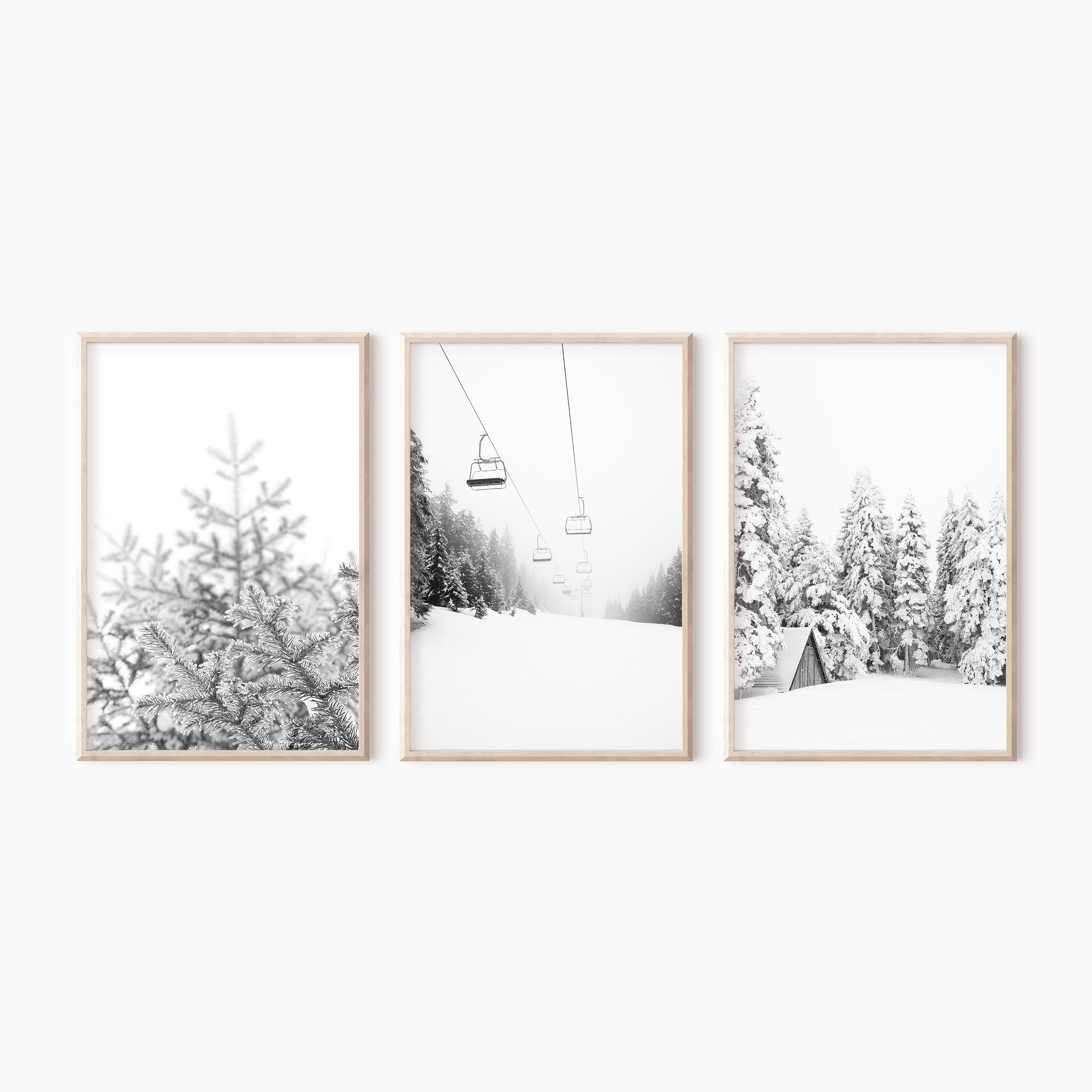 Set of 3 Ski Prints | Snowy Pine Tree Printable Print Set | Instant ...