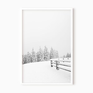 Winter Scene Printable | Farmhouse Christmas Prints | Black And White Downloadable Christmas Art    #0621