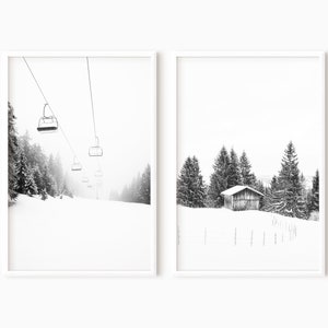 Winter Set Of 2 Prints | Mountain Cabin Wall Art | Printable Ski Photo Digital Download   #0742