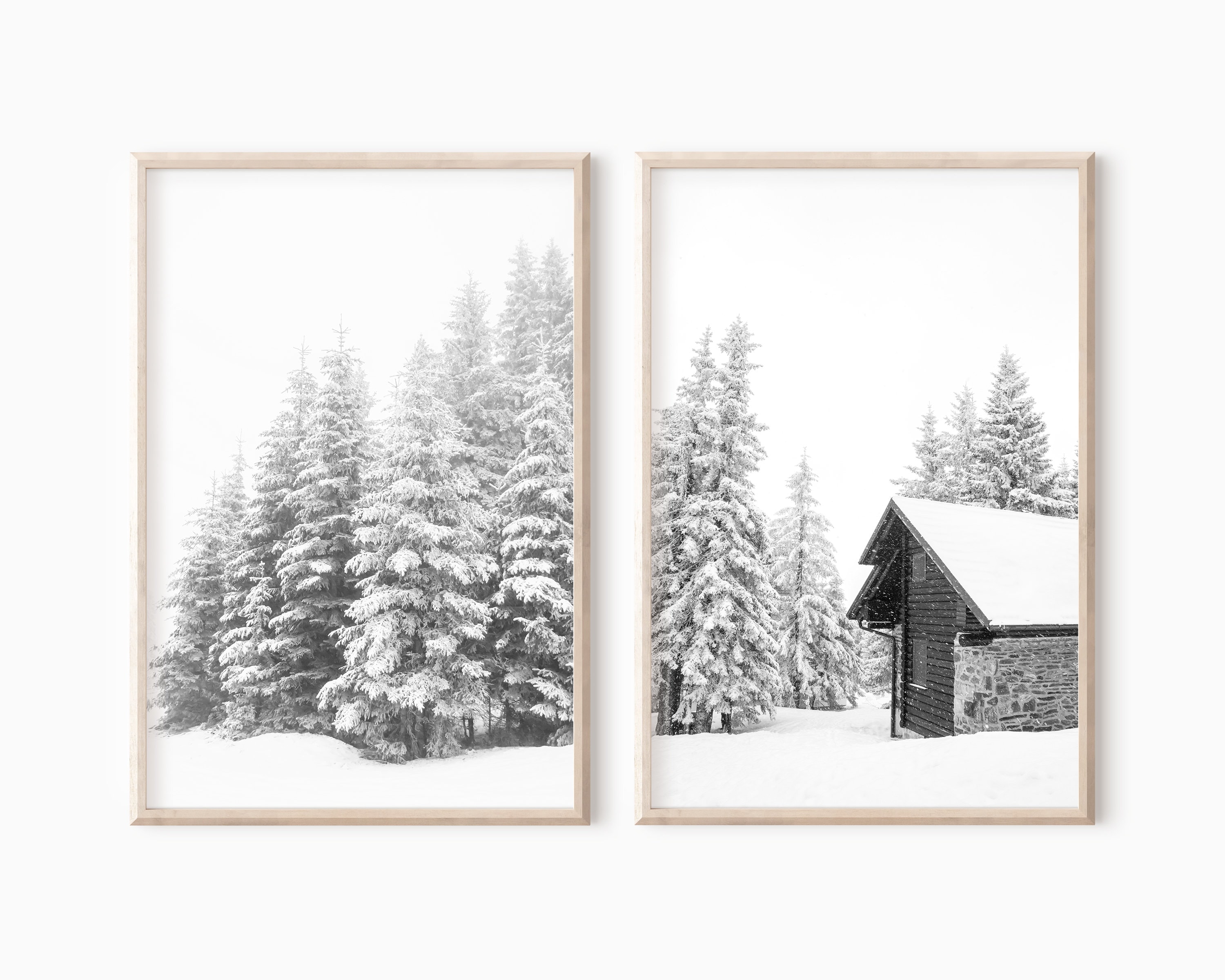 Snowy Forest Set of 2 Prints | Printable Winter Wall Art DOWNLOAD #0648 ...