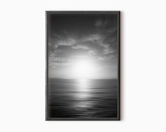 Ocean Wall Art | Black And White Sunset Photography | Printable Wall Art   #0720