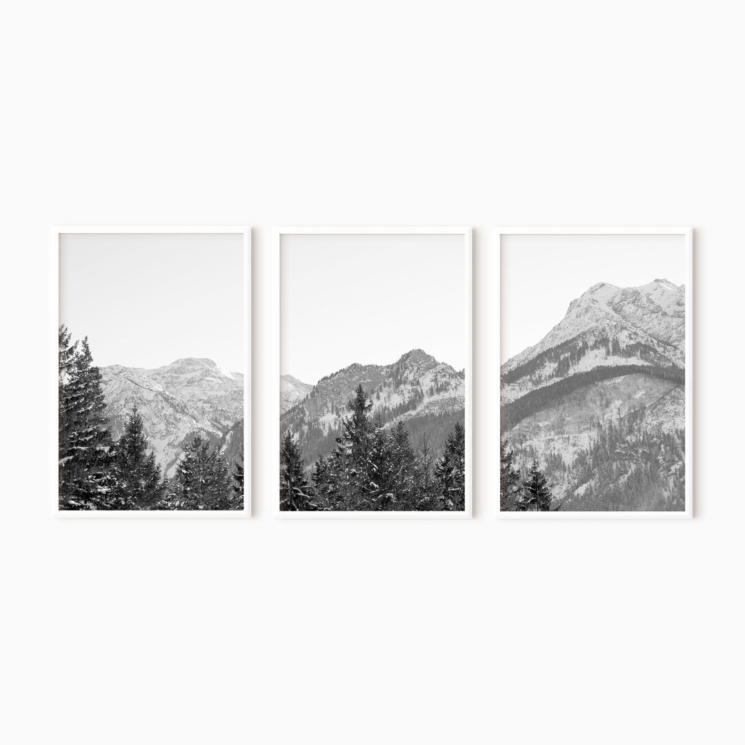 Mountain Set of 3 Prints | Printable Forest Scenery Art Download #0354 ...