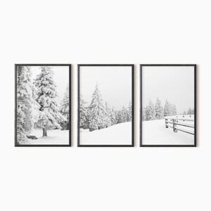 Snowy Landscape Set of 3 Prints | Winter Scene Printable | Ski Lodge ...