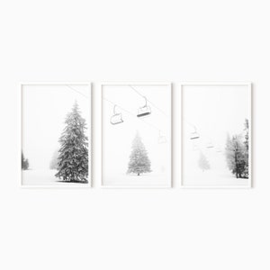 Ski Gondola 3 Piece Wall Art | Printable Winter Mountain Art Set DOWNLOAD  #0424