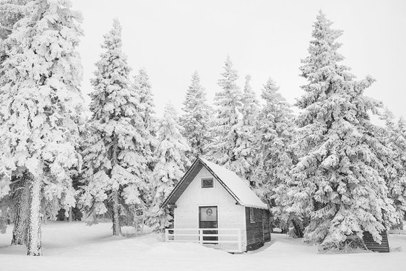 Cabin In The Woods Christmas Decor Winter Wonderland Snowy Etsy