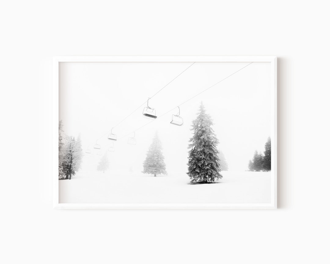 Ski Wall Art | Digital Ski Print | Printable Black and White Winter Art ...