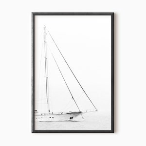 Black and White Sailboat Wall Art | Printable Nautical Art Print ...