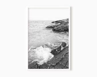 Seascape Print | Black And White Beach Print | Printable Coastal Wall Art | Fine Art Photography | Digital Download  #0463