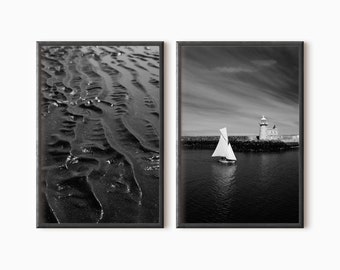 Ocean Set Of 2 Prints | Black And White Photography | Coastal Wall Art | Digital Download  #0632