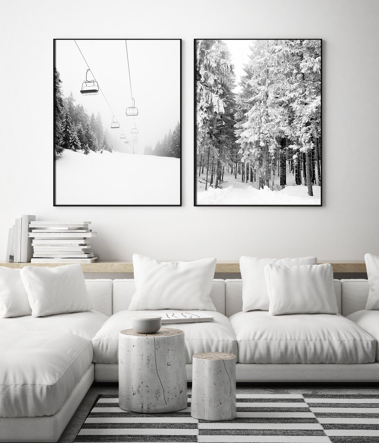 Set of 2 Ski Print | Forest Printable Wall Art | Digital Winter ...