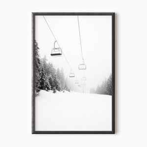Ski Print | Winter Wall Art | Black And White Downloadable Prints   #0122