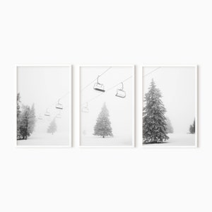 Set van 3 ski prints moderne ski kunstgalerie muur ski poster ski decor schone minimale reis prints ski poster skilift print #0350