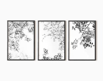 Tree Print Set Of 3 | Black And White Tree Art | Abstract Forest Art | Digital Print   #0703