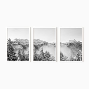 Downloadable Mountain 3 Piece Wall Art | Printable Black And White Art | Instant Download   #0001