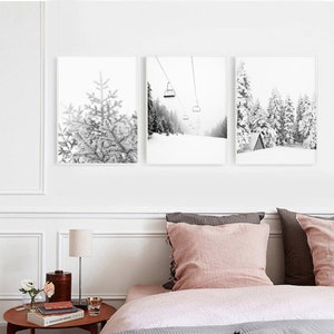 Set of 3 Ski Prints | Snowy Pine Tree Printable Print Set | Instant ...