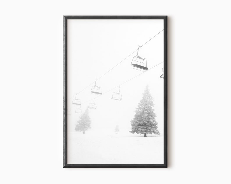 Ski Print Black and White Winter Wall Art Printable Winter Etsy