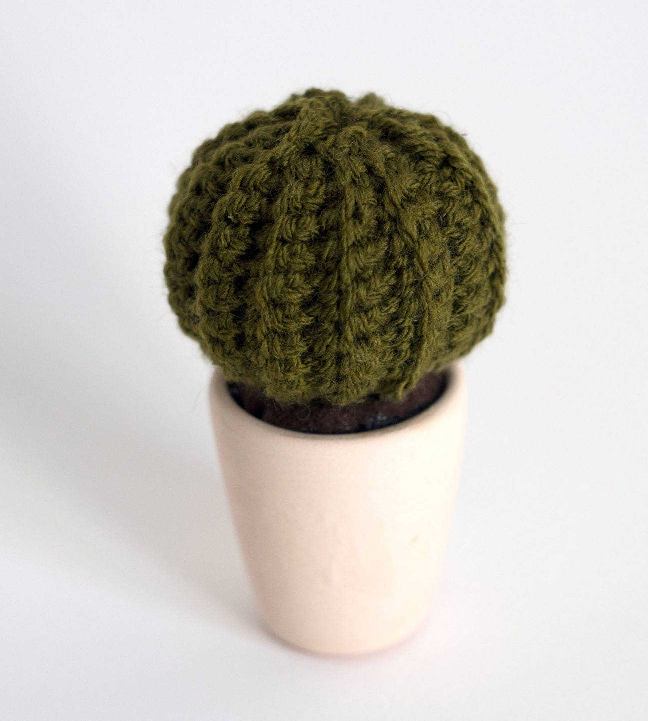 Cactus Au Crochet et Son Pot en Grès