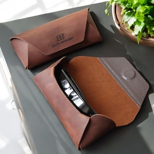 Personalized Full-Grain Leather Glasses Case, Eyeglass Cover, Custom Reader Gift, Monogram Glasses Box