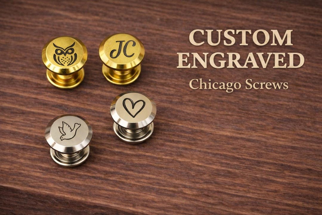 Custom Engraved Chicago Screws, Personalized Leather Rivets, Logo ...