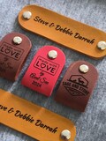 Personalized 3 x 0.85" Full-Grain Leather Labels with Rivets, Laser Engraved Tags product logo