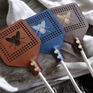 Personalized Faux Leather Fly Swatter – Durable Aluminum Handle, Custom Colors