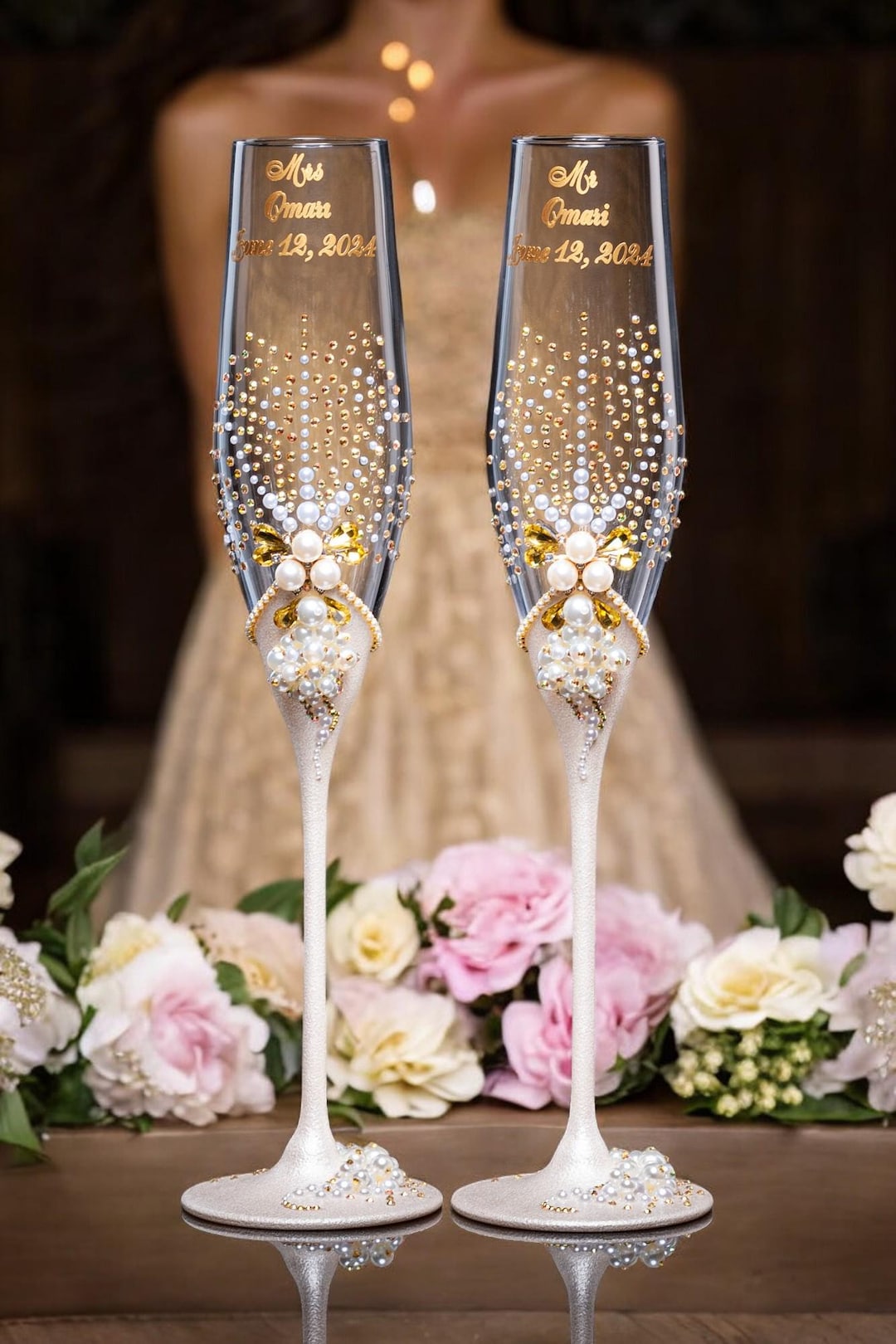Wedding Flutes Set-Silver-002