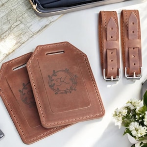Personalized leather luggage tag, Monogram luggage tags, Custom gift
