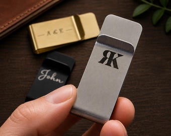 Personalized Money Clip for Men, Custom Engraved, Monogram & Font Choice, Husband Gift, Groomsmen Gift, Anniversary Gift, Minimalist Wallet