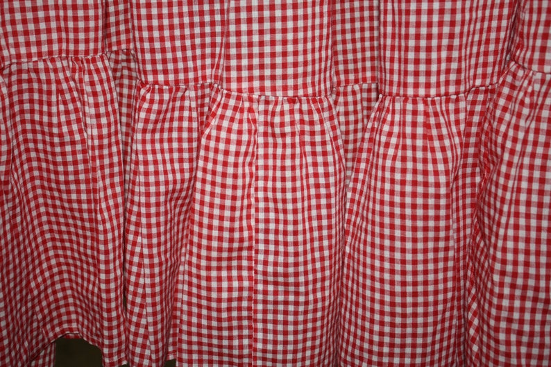 Vintage Red Gingham Long Ruffled Bottom Apron - Etsy