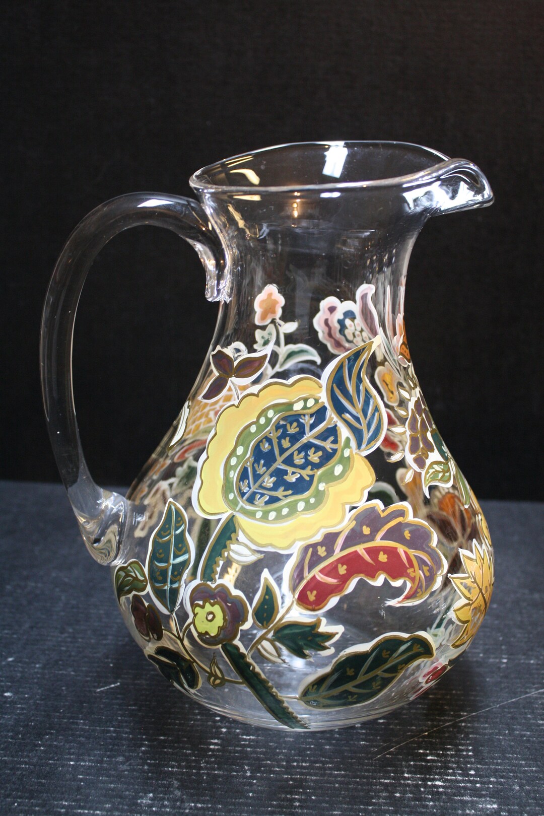 Noble Excellence Hand Painted Water Pitcher Etsy