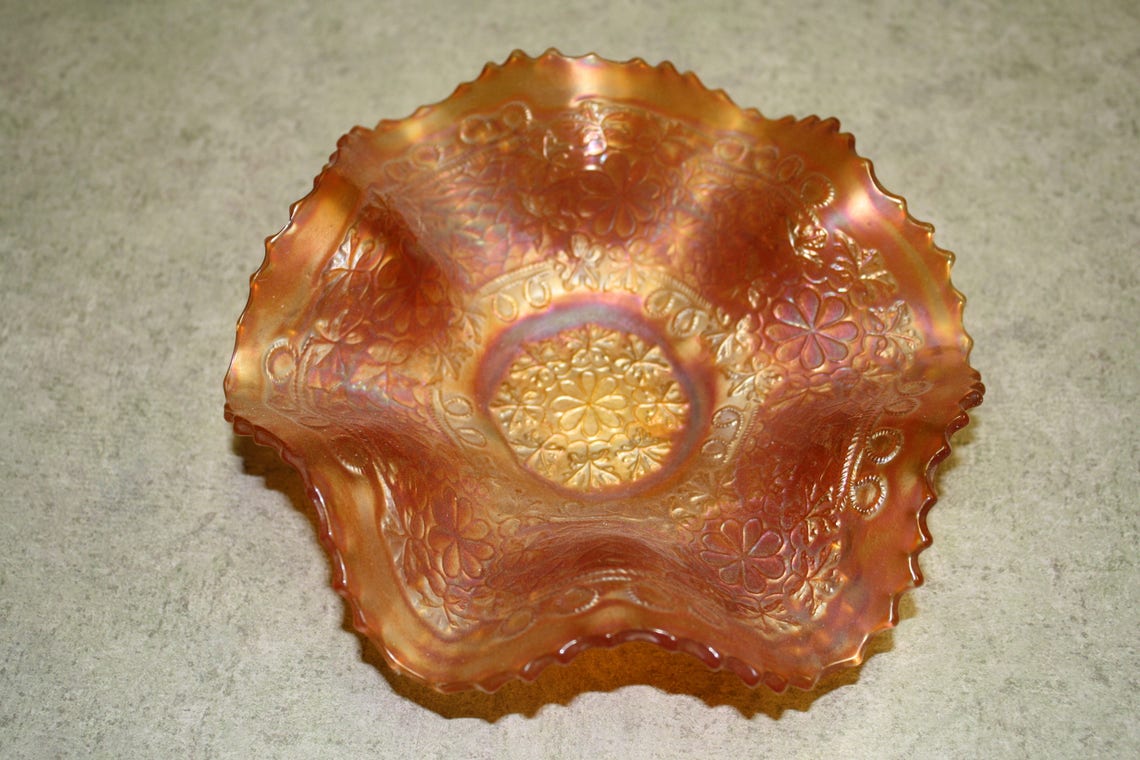 Fenton Marigold Carnival Glass Fluted Bowl Etsy