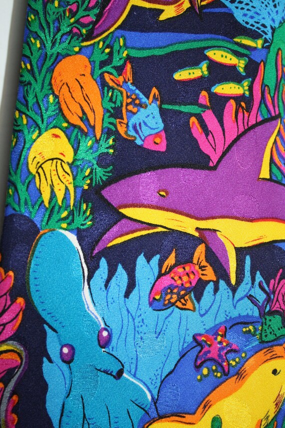 Colorful 'Sea Life' 100% Silk Designer Necktie by… - image 1