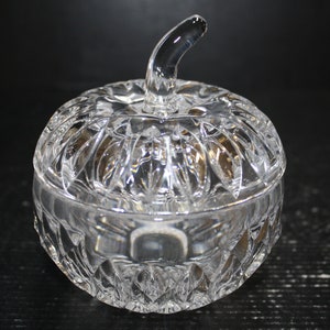 Gorham Lead Crystal Apple Designed Candy/Trinket Bowl w/Lid
