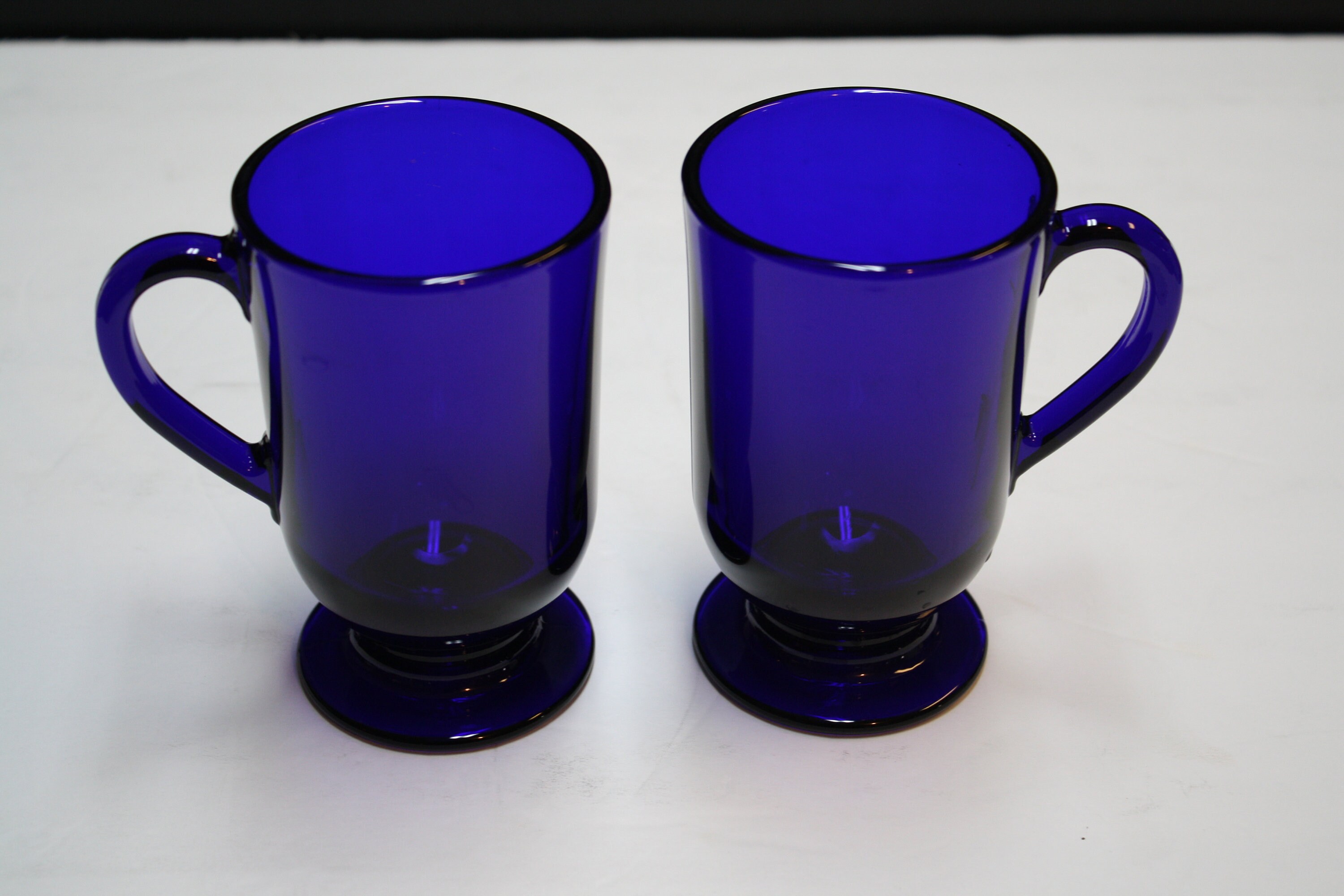 Blue glass coffee sale mugs