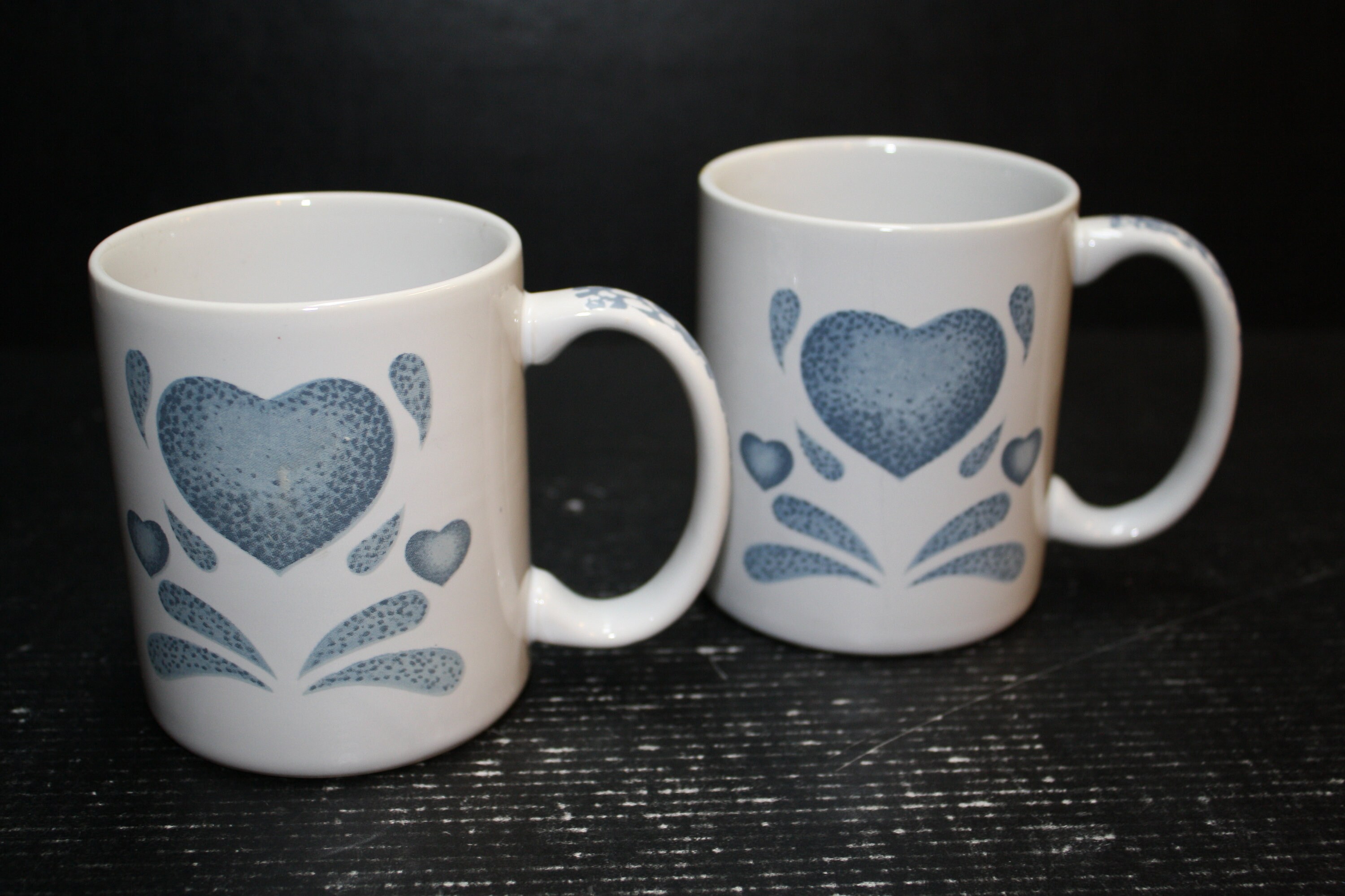 Blue Sponge Heart Designed Coffe/Tea Mugs made in Thailand by Jay