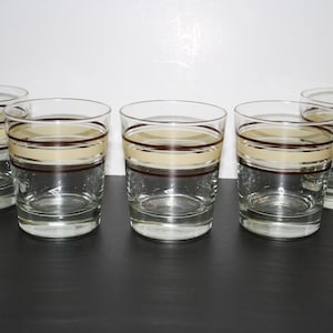 Libbey Brown/Tan Ring Design Hi-Ball Glasses