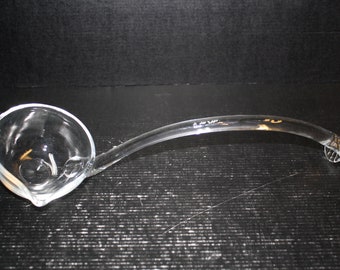 Vintage Clear Glass Punch/Soup Ladle w/Slide Stop End