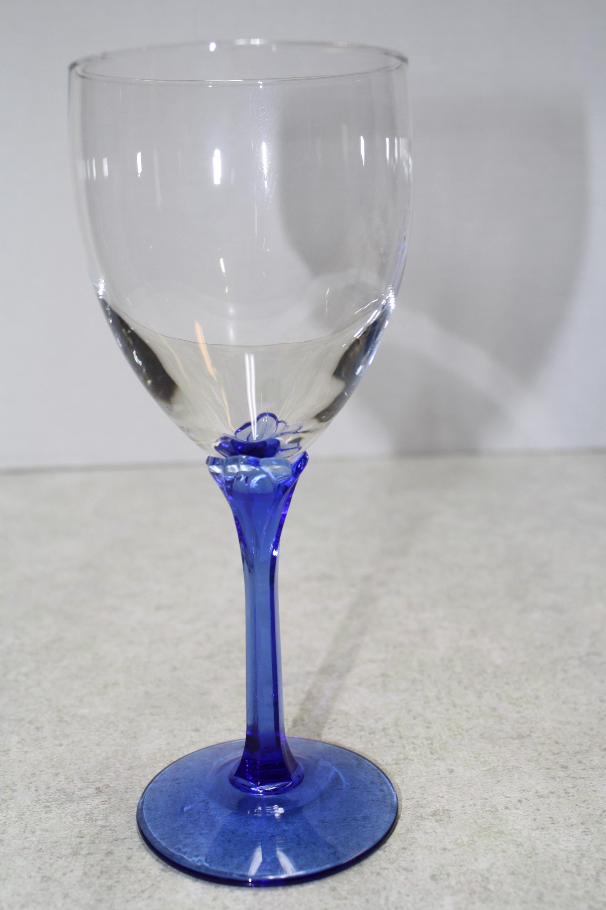 Glass Domain Libbey Glass 'domain' Cobalt Blue Tulip Stem Wine/water Goblets - Etsy