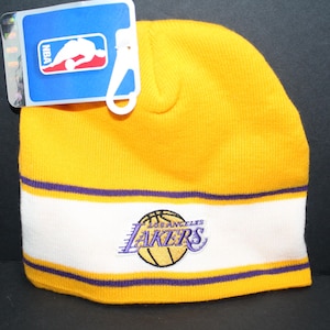 Los Angeles Lakes Yellow Beanie design with logo and rhinestones Los Angeles Lakers Beanie - Etsy main image 4