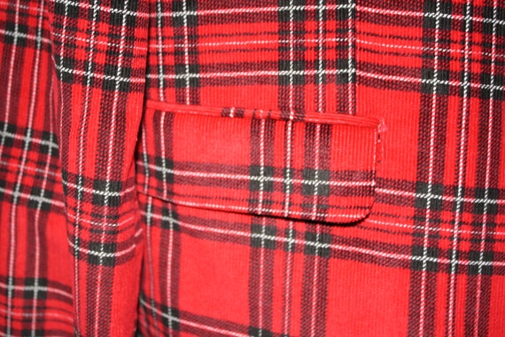 Red Plaid Corduroy Size 42S Sports Jacket by Sadd… - image 3